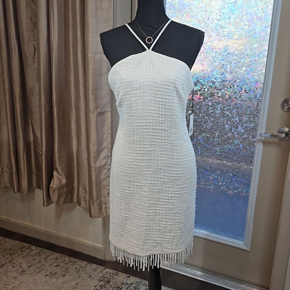 Jason Wu Textured Halter Pearl Strand Mini Dress - Picture 9 of 16